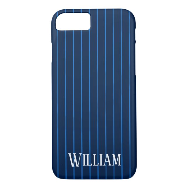 Capa Para iPhone, Case-Mate pinstripes azuis personalizadas do marinho (Verso)