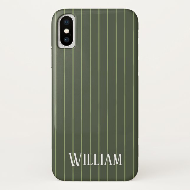 Capa Para iPhone, Case-Mate Pinstripes verde-oliva (Verso)
