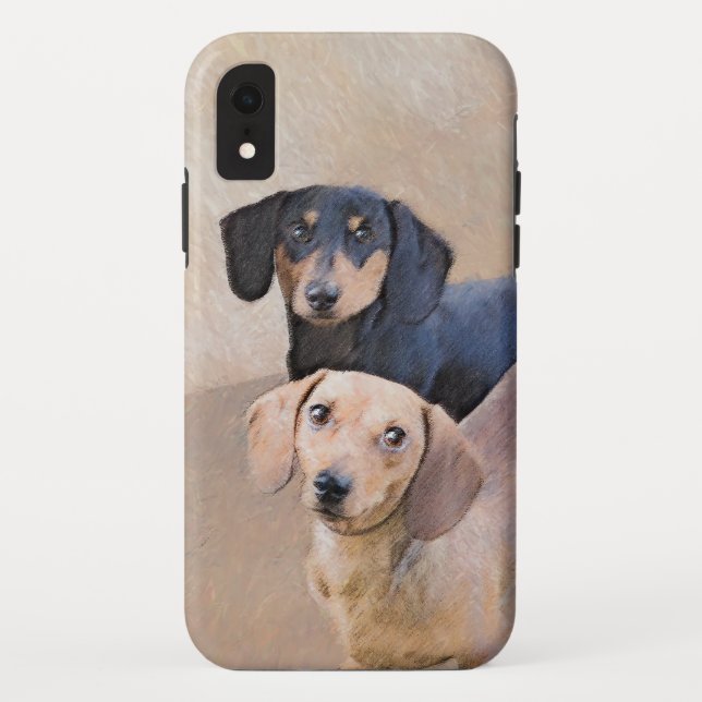 Capa Para iPhone, Case-Mate Pintura de Dachshund (Suave) - Arte Original de Cã (Verso)
