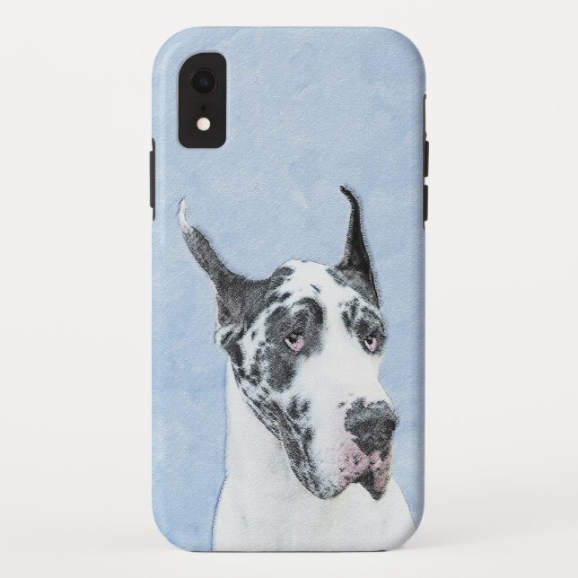Capa Para iPhone, Case-Mate Pintura de Great Dane (Arlequim) - Arte Original d (Verso)