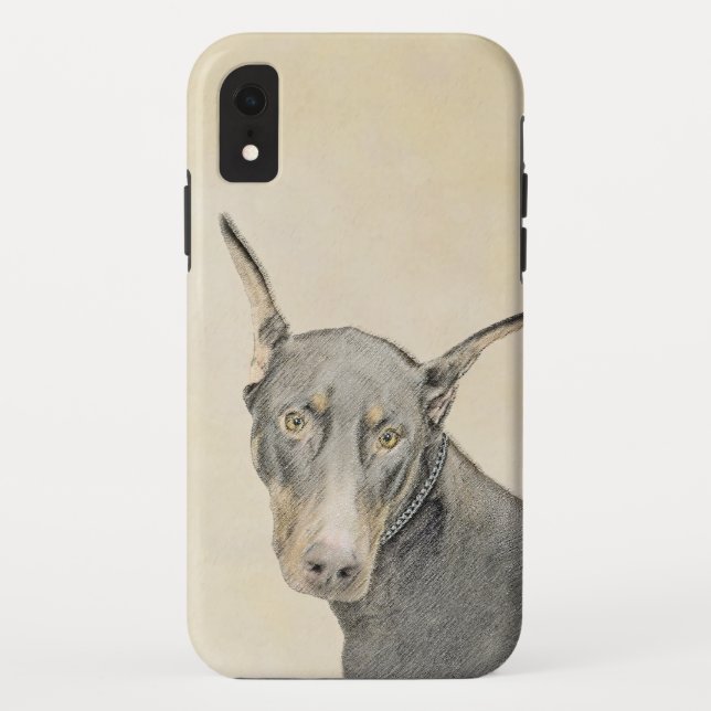Capa Para iPhone, Case-Mate Pintura Doberman Pinscher - Arte Original para Cac (Verso)