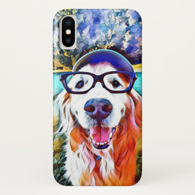 Capa Para iPhone, Case-Mate Pintura vibrante dos vidros do nerd do golden (Verso)