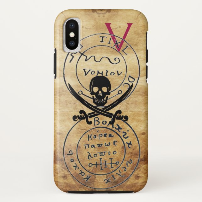 CAPA PARA iPhone, Case-Mate  PIRATAS ANTICOS MAPA DE TRATAMENTO, CRÂNIA E MADEI (Verso)