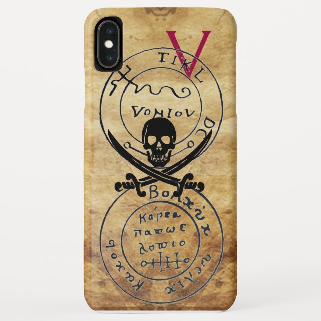 CAPA PARA iPhone, Case-Mate  PIRATAS ANTICOS MAPA DE TRATAMENTO, CRÂNIA E MADEI (Verso)