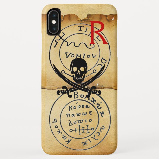 CAPA PARA iPhone, Case-Mate  PIRATAS ANTICOS MAPA DE TRATAMENTO, CRÂNIA E MADEI (Verso)