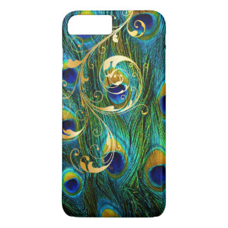Capa iPhone 8 Plus/7 Plus PixDezines Psychedelic Peacock+filigree swirls