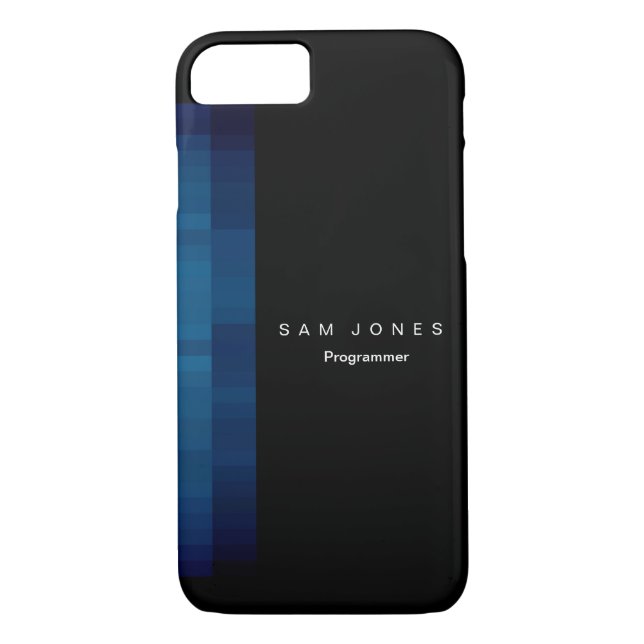 Capa Para iPhone, Case-Mate Pixel Azul Preto Moderno N (Verso)