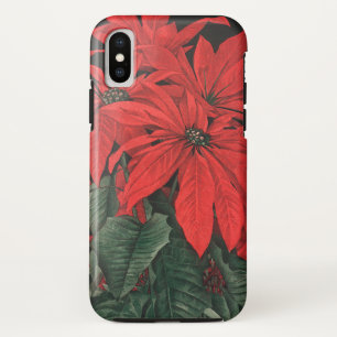 Capa Para iPhone XS Plantas Flores de Poinsettia Vermelhas de Natal An
