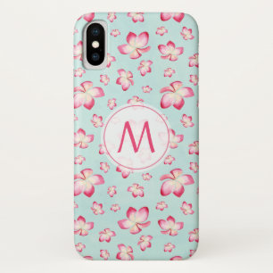 Capa Para iPhone Da Case-Mate Plumeria Rosa Tropical Monograma de Aquarela