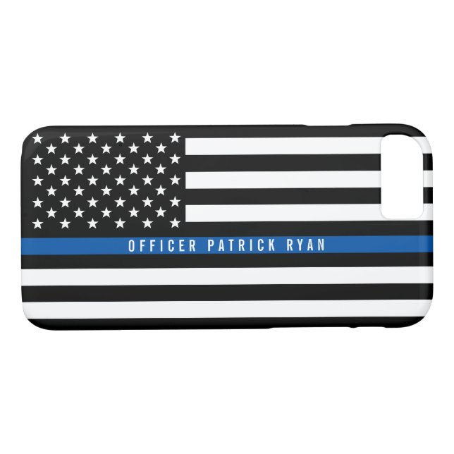 Capa Para iPhone, Case-Mate Policial Thin Blue Line - Bandeira Americana Monog (Verso (Horizontal))