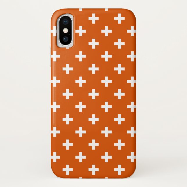 Capa Para iPhone, Case-Mate Polka branca cruza a laranja queimada (Verso)