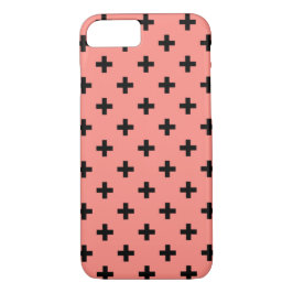Capa iPhone 8/7 Polka negra cruza em pêssego