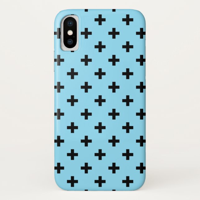 Capa Para iPhone, Case-Mate Polka negra cruza o azul-bebê (Verso)