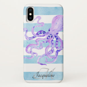 Capa Para iPhone Da Case-Mate Polvo listrado branco azul do roxo da aguarela da