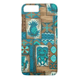 Capa iPhone 8 Plus/7 Plus Pomaika’i Tiki Havaiian Vintage Tapa