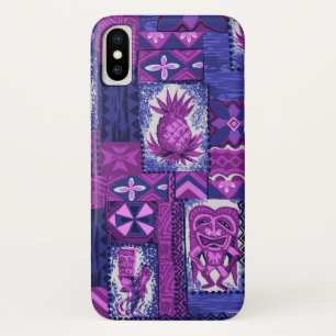 Capa Para iPhone X Pomaika’i Tiki Vintage Tapa Violet