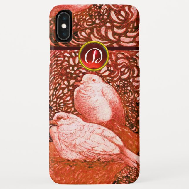 CAPA PARA iPhone, Case-Mate  POMBAS BRANCAS EM MONOGRAMA VERMELHO (Verso)