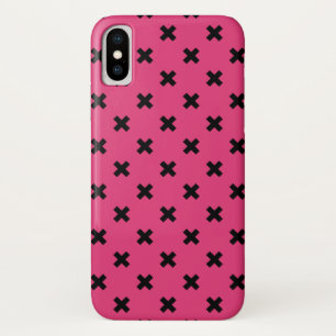 Capa Para iPhone Da Case-Mate Pontos transversais pretos no fúcsia