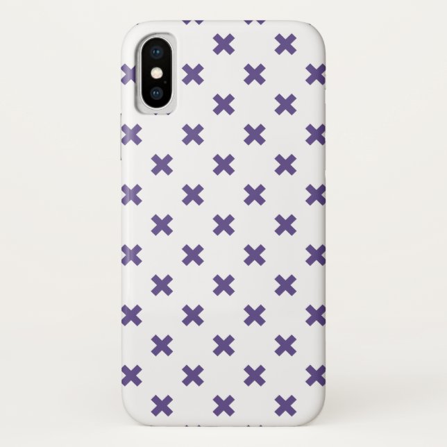 Capa Para iPhone, Case-Mate Pontos transversais ultra violetas em branco (Verso)