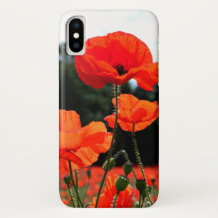 Capa Para iPhone X Poppy Field, Red Poppies in Bloom
