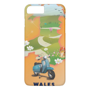Capa iPhone 8 Plus/7 Plus Poster das viagens vintage do mapa de Wales