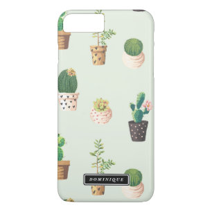 Capa iPhone 8 Plus/7 Plus Potes pintados com teste padrão dos Succulents e