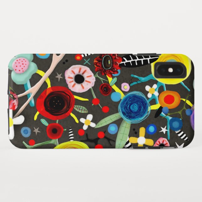 Capa Para iPhone, Case-Mate prado floral preto (Verso (Horizontal))