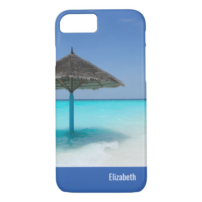 Capa Para iPhone, Case-Mate Praia Cênica Tropical com o Guarda-chuvas Atingido (Verso)