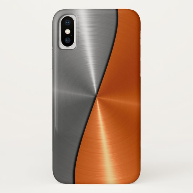 Capa Para iPhone, Case-Mate Prata e metal de aço inoxidável alaranjado (Verso)