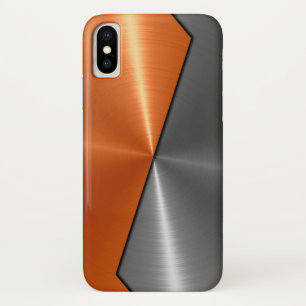 Capa Para iPhone X Prata e metal de aço inoxidável alaranjado