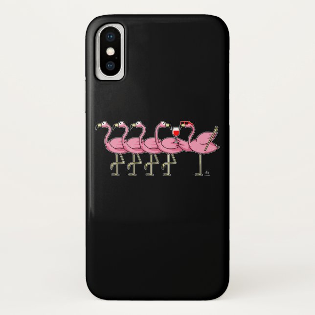 Capa Para iPhone, Case-Mate Presente do vinho do bebendo do flamingo (Verso)