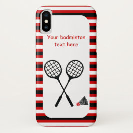 Capa Para iPhone X Presentes de badminton, raquete e listras de petec