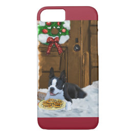 Capa iPhone 8/7 Presentes de Natal em Boston Terrier