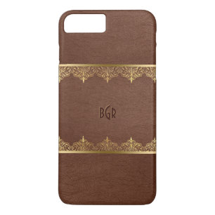 Capa iPhone 8 Plus/7 Plus Presilha de couro castanho e Dourada