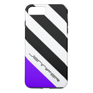 Capa iPhone 8 Plus/7 Plus Preto, Branco, Greve Roxa Minimalista com Nome