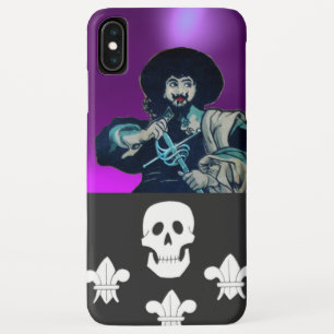Capa Para iPhone XS Max PRETO CORSAIR, SKULL E FLEUR DE LIS Roxo