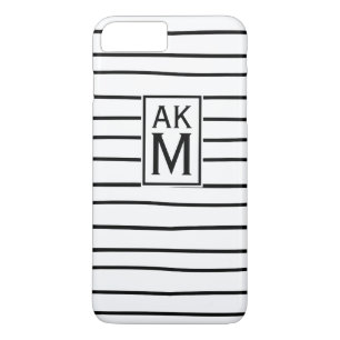 Capa Para iPhone Da Case-Mate Preto e Branco Listras Monograma iPhone 7 Plus