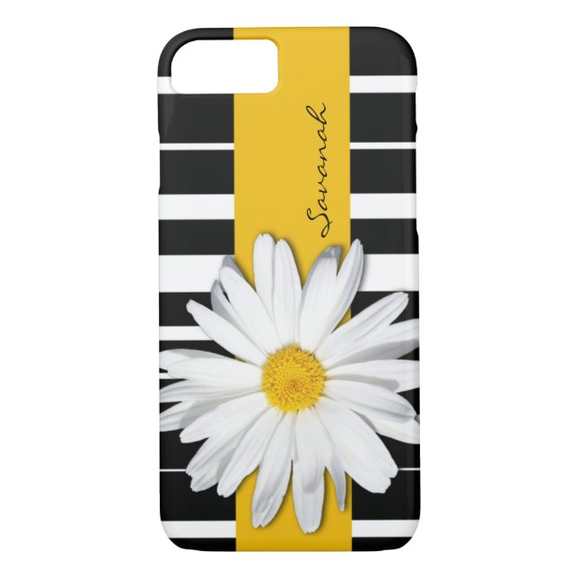 Capa Para iPhone, Case-Mate Preto e Branco Striped, Daisy iPhone 7 Case (Verso)