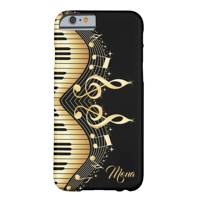 Capa Para iPhone, Case-Mate Preto e design abstrato do piano do ouro (Verso)