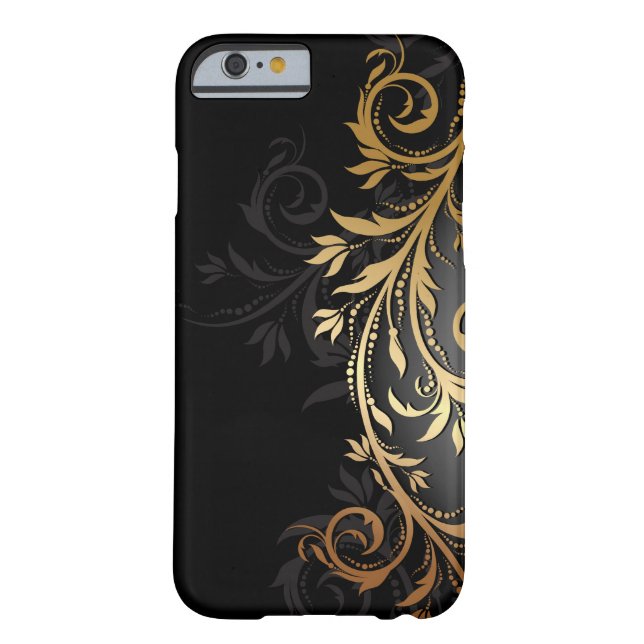 Capa Para iPhone, Case-Mate Preto e videira floral Dourado (Verso)