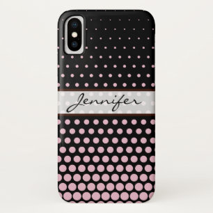 Capa Para iPhone Da Case-Mate Preto moderno elegante das bolinhas cor-de-rosa do