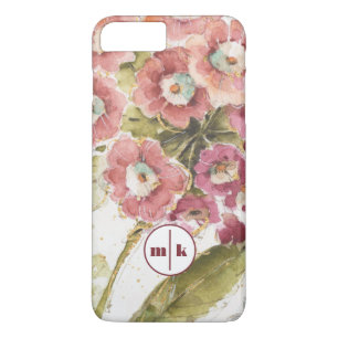 Capa iPhone 8 Plus/7 Plus Prímula cor-de-rosa do monograma  