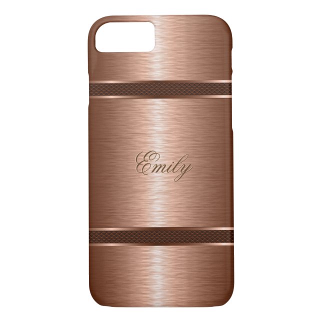 Capa Para iPhone, Case-Mate Procura Metálica De Cobre Castanho Bruto De Alumín (Verso)