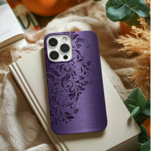 Capa Para iPhone Da Case-Mate Profundo elegante - laço floral roxo no roxo