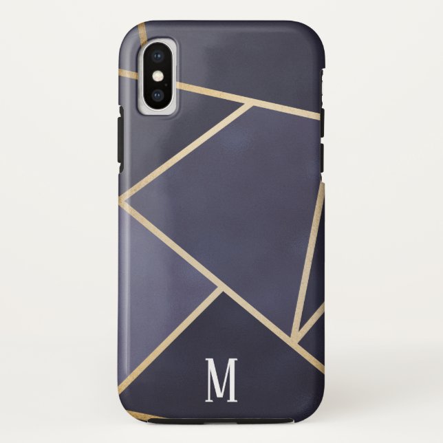 Capa Para iPhone, Case-Mate Púrpura Chic e Monograma Dourado de Abstrato (Verso)
