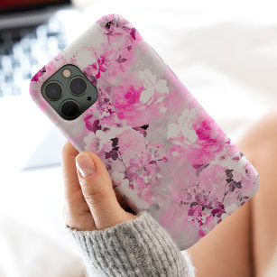 Capa Para iPhone X Púrpura cinza floral cor d'água flores românticas