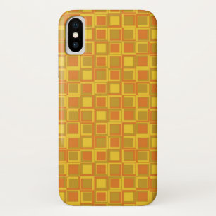 Capa Para iPhone X Quadrados de estilo Orange 70's year