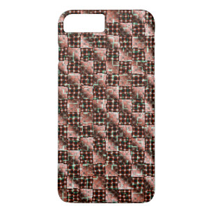 Capa iPhone 8 Plus/7 Plus Quadrados de xadrez vermelhos submetidos a mosaico