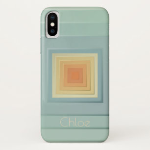 Capa Para iPhone X Quadrados Geométricos Clássicos (azul claro e amar