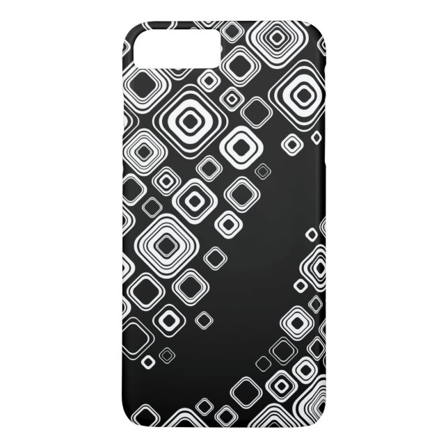 Capa Para iPhone, Case-Mate Quadrados preto e branco retros (Verso)